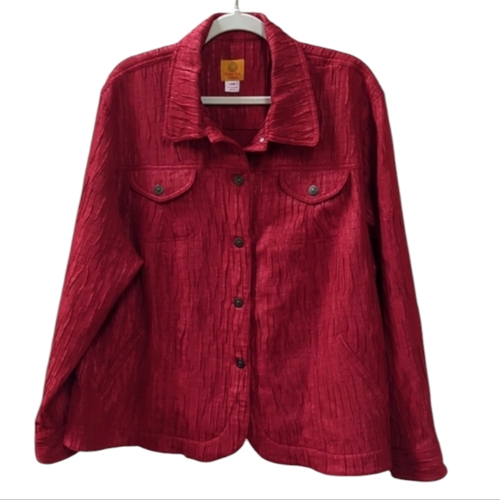 Ruby Rd, Red crinkle Blazer. Size 22 W
